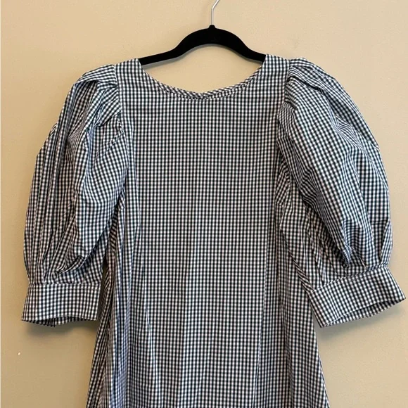 Loeffler Randall green gingham puff sleeve maxi dress - Picture 2 of 7